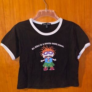 Dolls Kill Rugrats Chuckie Chucky Nickelodeon Black T-Shirt Crop Top